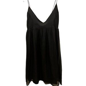 Women's Med 100% Silk Black Dollcore Fit & Flare Lined Dress